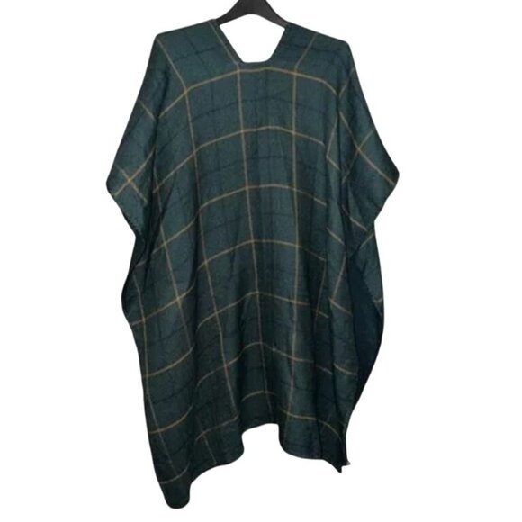 Madewell Reversible Poncho Wrap Cape Scarf Melange Dark Palm NC644 One Size - Picture 3 of 4